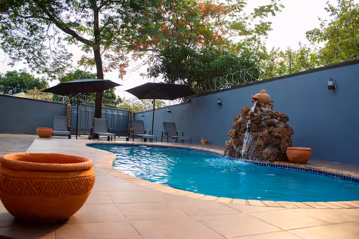 Pool view through the trees